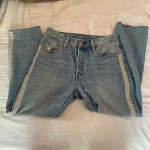 High rise Levi’s with rhinestones down both legs